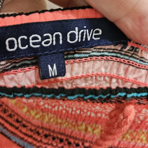 Ocean Drive Orange Smocked Mini Dress Sz M - Picture 7 of 9